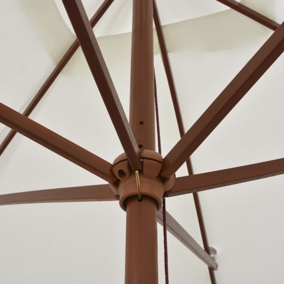 vidaXL Ομπρέλα Λευκή Κρεμ 200 x 300 εκ. με Ξύλινο Ιστό