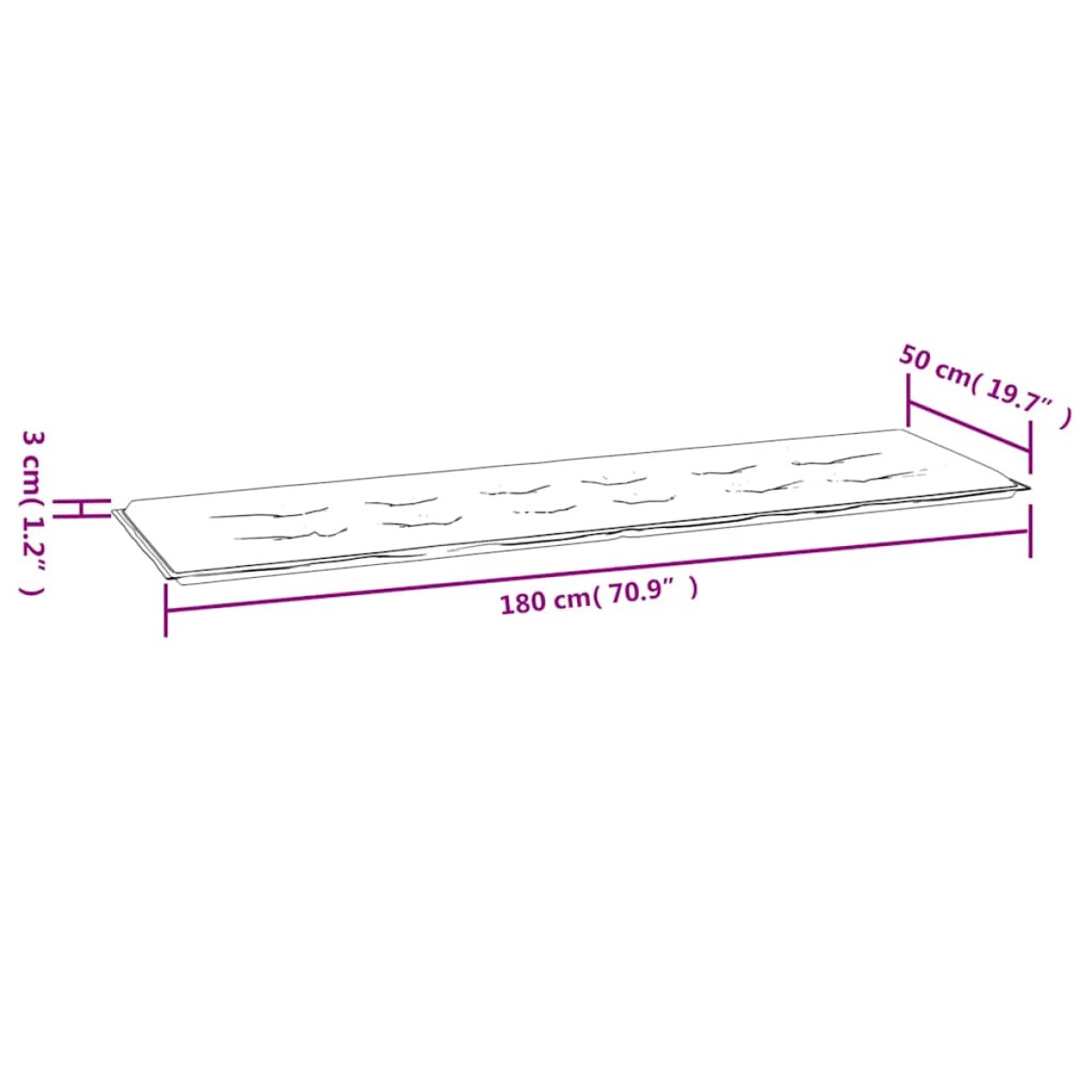 vidaXL Μαξιλάρι Πάγκου Κήπου Ανθρακί 180x50x3 εκ. Ύφασμα Oxford