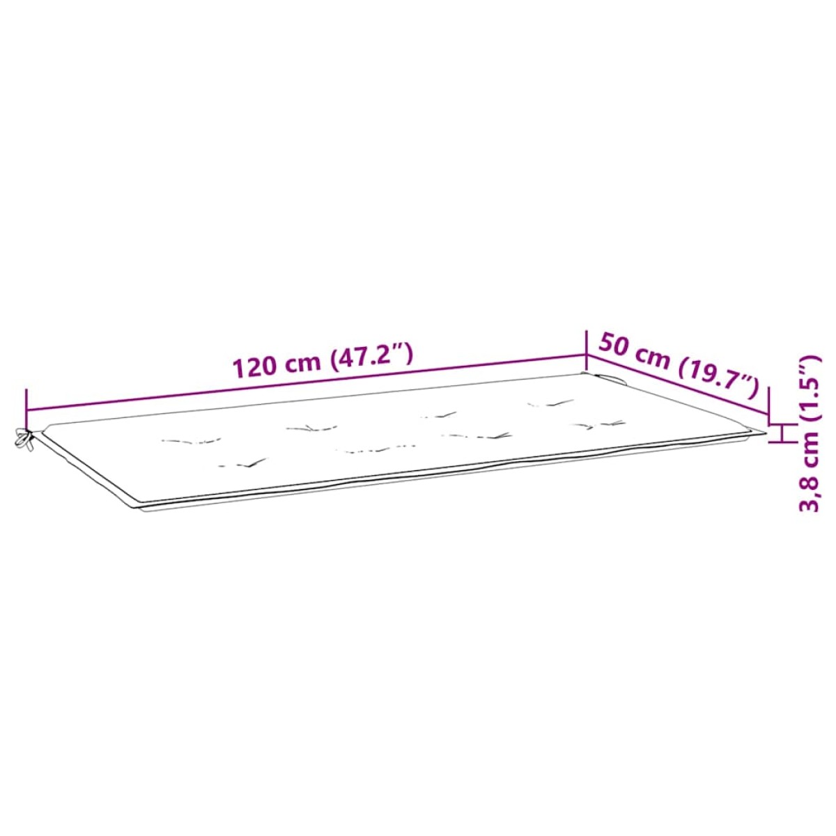 vidaXL Μαξιλάρι Πάγκου Κήπου Γκρι 120x50x3 εκ. Ύφασμα Oxford