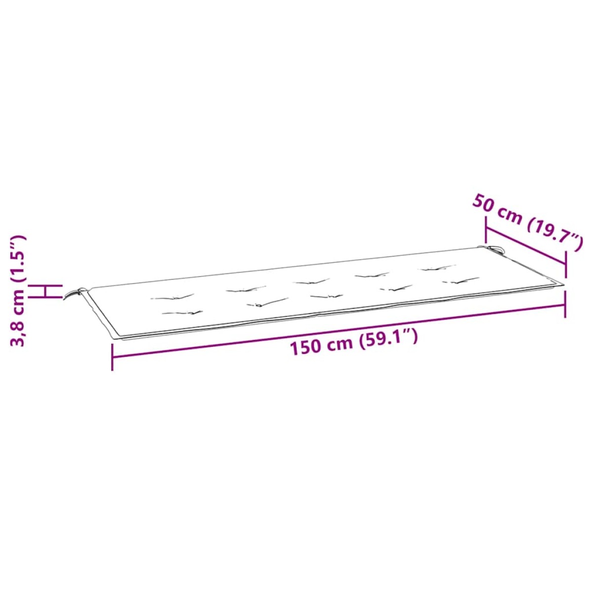vidaXL Μαξιλάρι Πάγκου Κήπου Γκρι 150 x 50 x 3 εκ. Ύφασμα Oxford