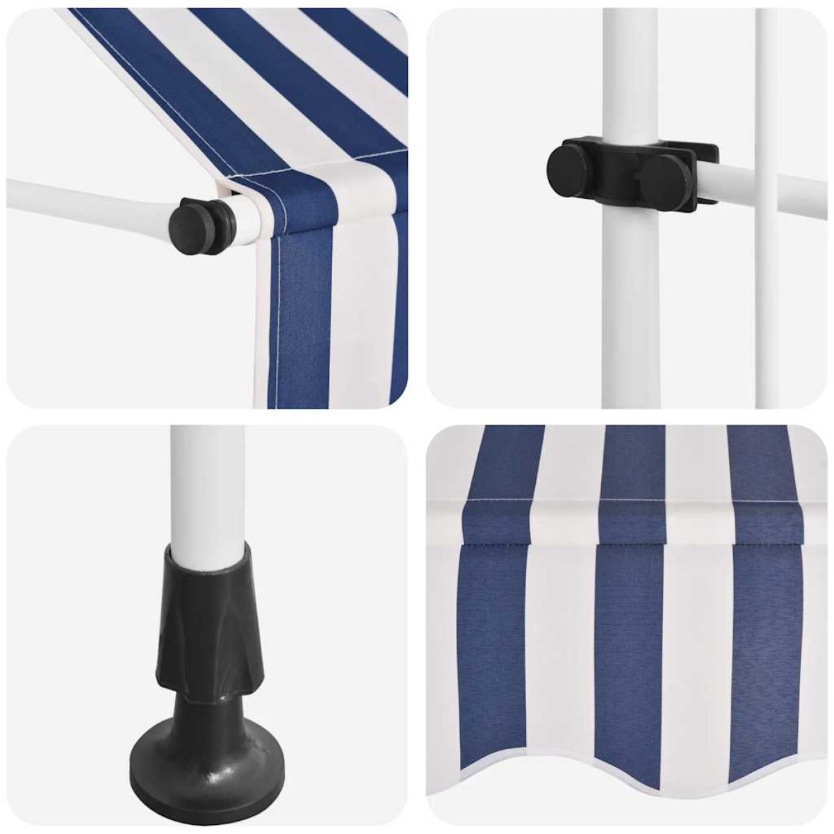 vidaXL Τέντα Συρόμενη Χειροκίνητη Μπλε με Λευκές Ρίγες 250 εκ.