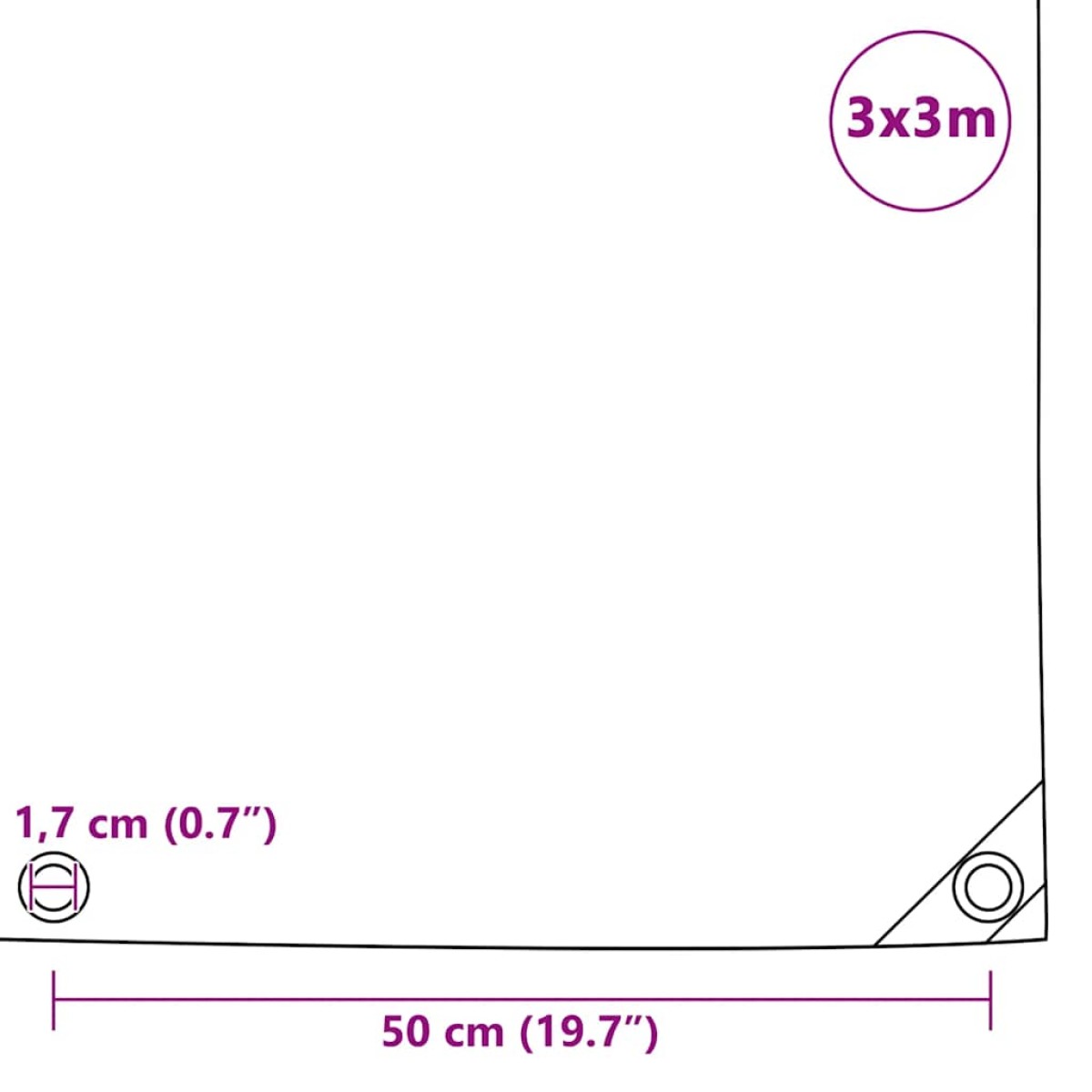 vidaXL Μουσαμάς 650 γρ./μ.² Γκρι 3 x 3 μ.