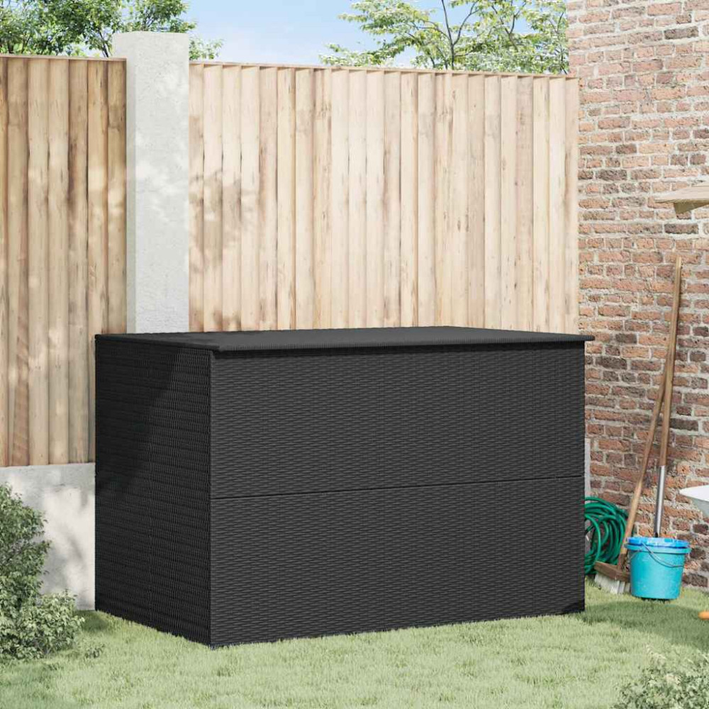 vidaXL Μπαούλο Εξωτερικού Χώρου Μαύρο 150x100x100 εκ. Συνθετικό Ρατάν