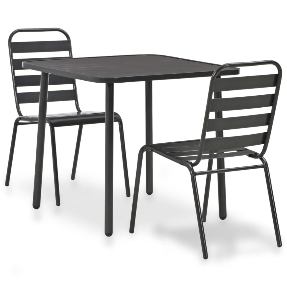 vidaXL Σετ Επίπλων Bistro 3 Τεμαχίων Σκούρο Γκρι Ατσάλινο