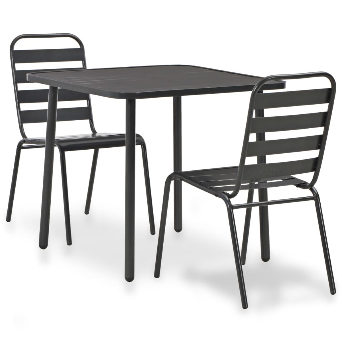 vidaXL Σετ Επίπλων Bistro 3 Τεμαχίων Σκούρο Γκρι Ατσάλινο