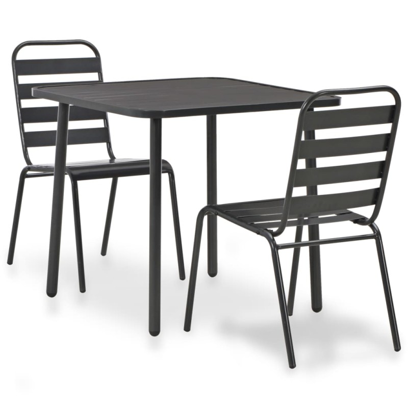 vidaXL Σετ Επίπλων Bistro 3 Τεμαχίων Σκούρο Γκρι Ατσάλινο