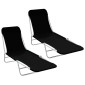 vidaXL Ξαπλώστρες Πτυσσόμενες 2 τεμ. Μαύρες από Ατσάλι / Ύφασμα
