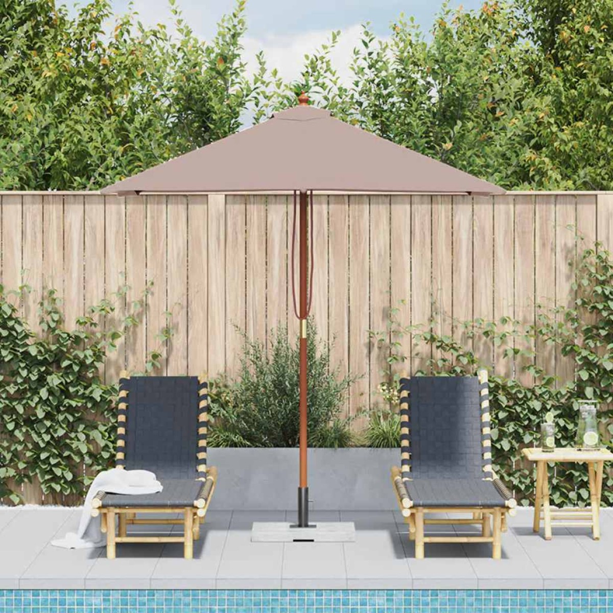 vidaXL Ομπρέλα Κήπου Χρώμα Taupe 150 x 200 εκ. με Ξύλινο Ιστό