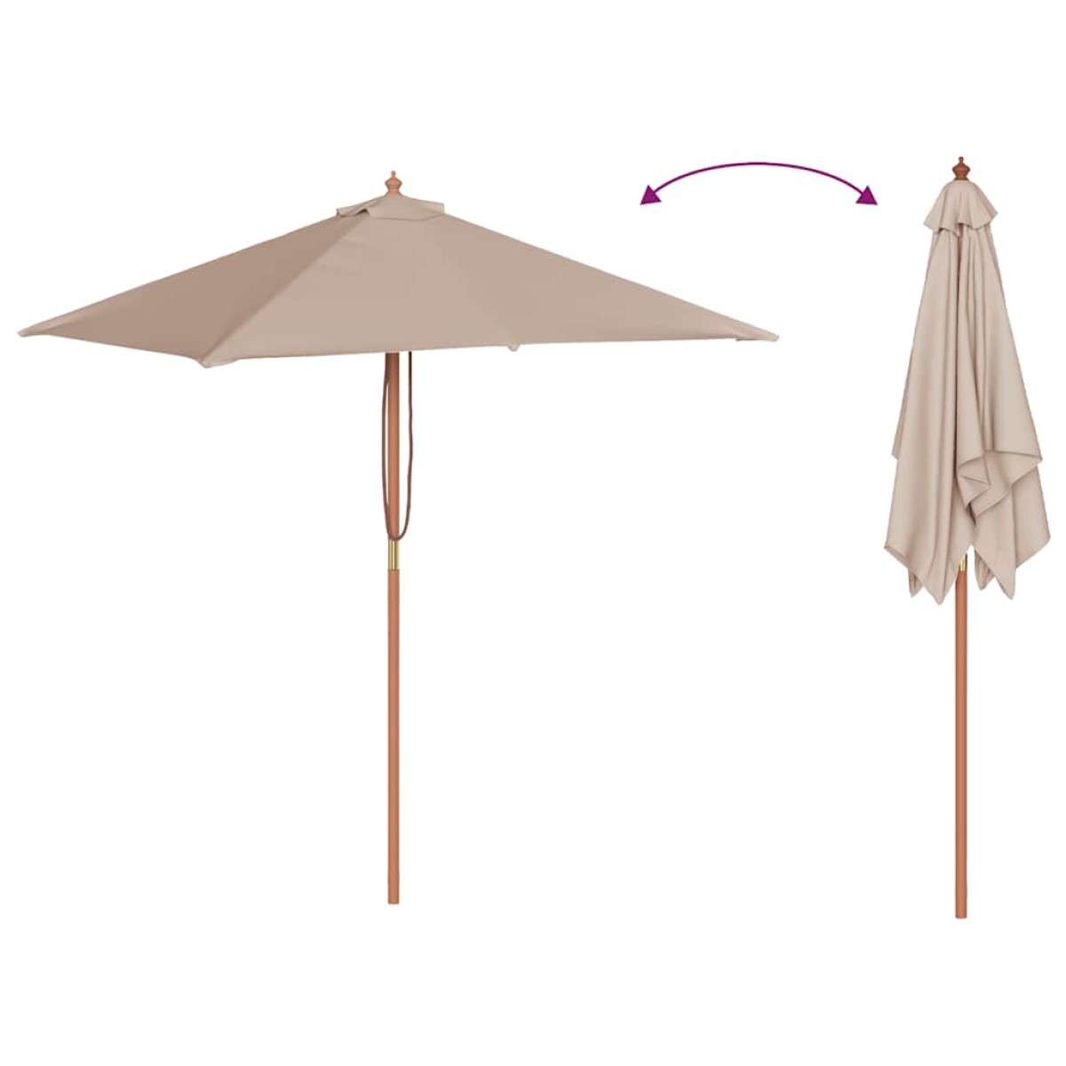 vidaXL Ομπρέλα Κήπου Χρώμα Taupe 150 x 200 εκ. με Ξύλινο Ιστό