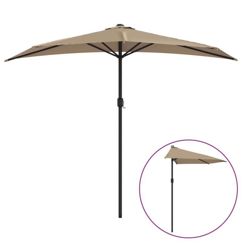 vidaXL Ομπρέλα Βεράντας Ημικυκλική Χρώμα Taupe 270x144 εκ Ιστός Αλουμ.