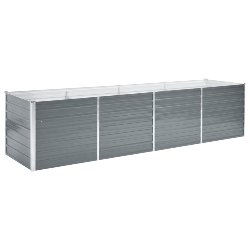 vidaXL Ζαρντινιέρα Υπερυψωμένη Γκρι 320x80x77 εκ. Γαλβανισμ. Χάλυβας