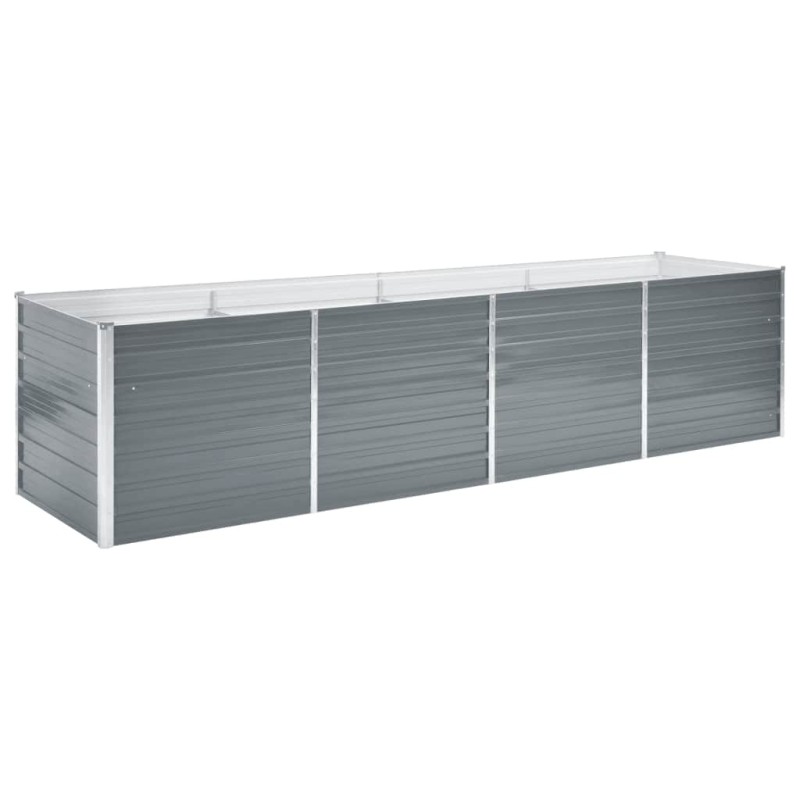 vidaXL Ζαρντινιέρα Υπερυψωμένη Γκρι 320x80x77 εκ. Γαλβανισμ. Χάλυβας