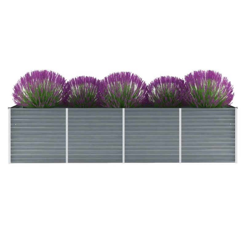 vidaXL Ζαρντινιέρα Υπερυψωμένη Γκρι 320x80x77 εκ. Γαλβανισμ. Χάλυβας