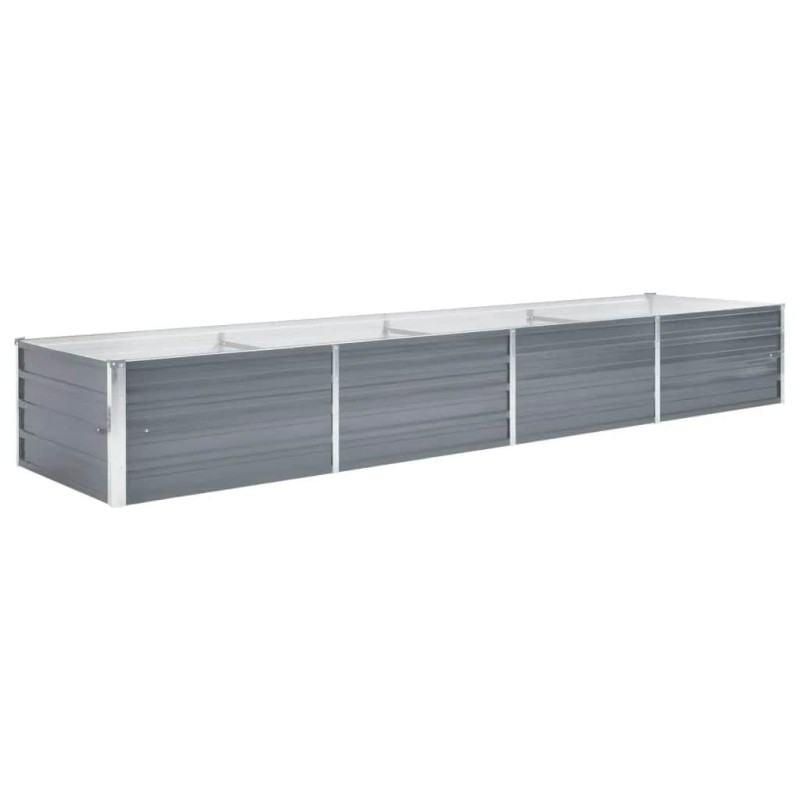 vidaXL Ζαρντινιέρα Υπερυψωμένη Γκρι 320x80x45 εκ. Γαλβανισμ. Χάλυβας