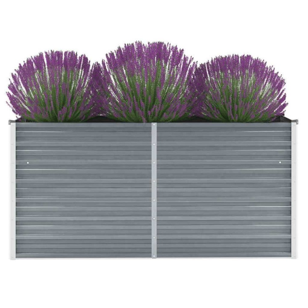 vidaXL Ζαρντινιέρα Υπερυψωμένη Γκρι 160x40x77 εκ. Γαλβανισμ. Χάλυβας