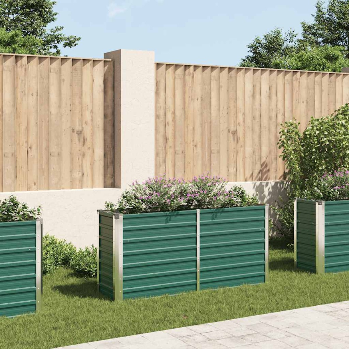 vidaXL Ζαρντινιέρα Υπερυψωμένη Πράσινη 160x40x77 εκ. Γαλβαν. Χάλυβας