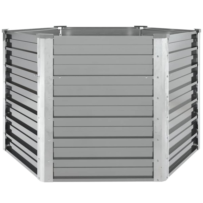 vidaXL Ζαρντινιέρα Υπερυψωμένη Γκρι 129x129x77 εκ. Γαλβανισμ. Χάλυβας