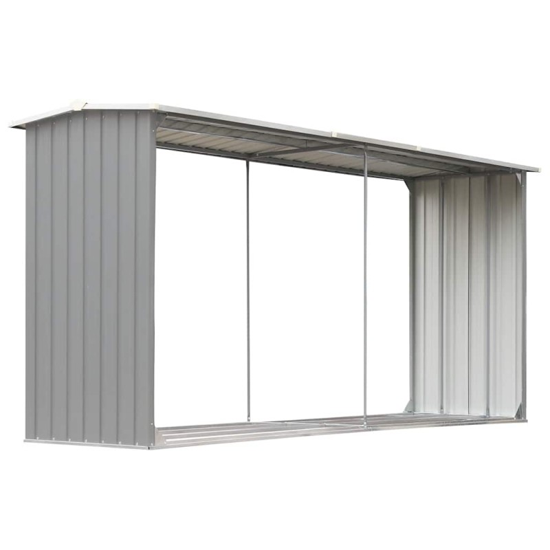 vidaXL Υπόστεγο Αποθήκευσης Ξύλων Κήπου Γκρι 330x92x153 εκ. Ατσάλι