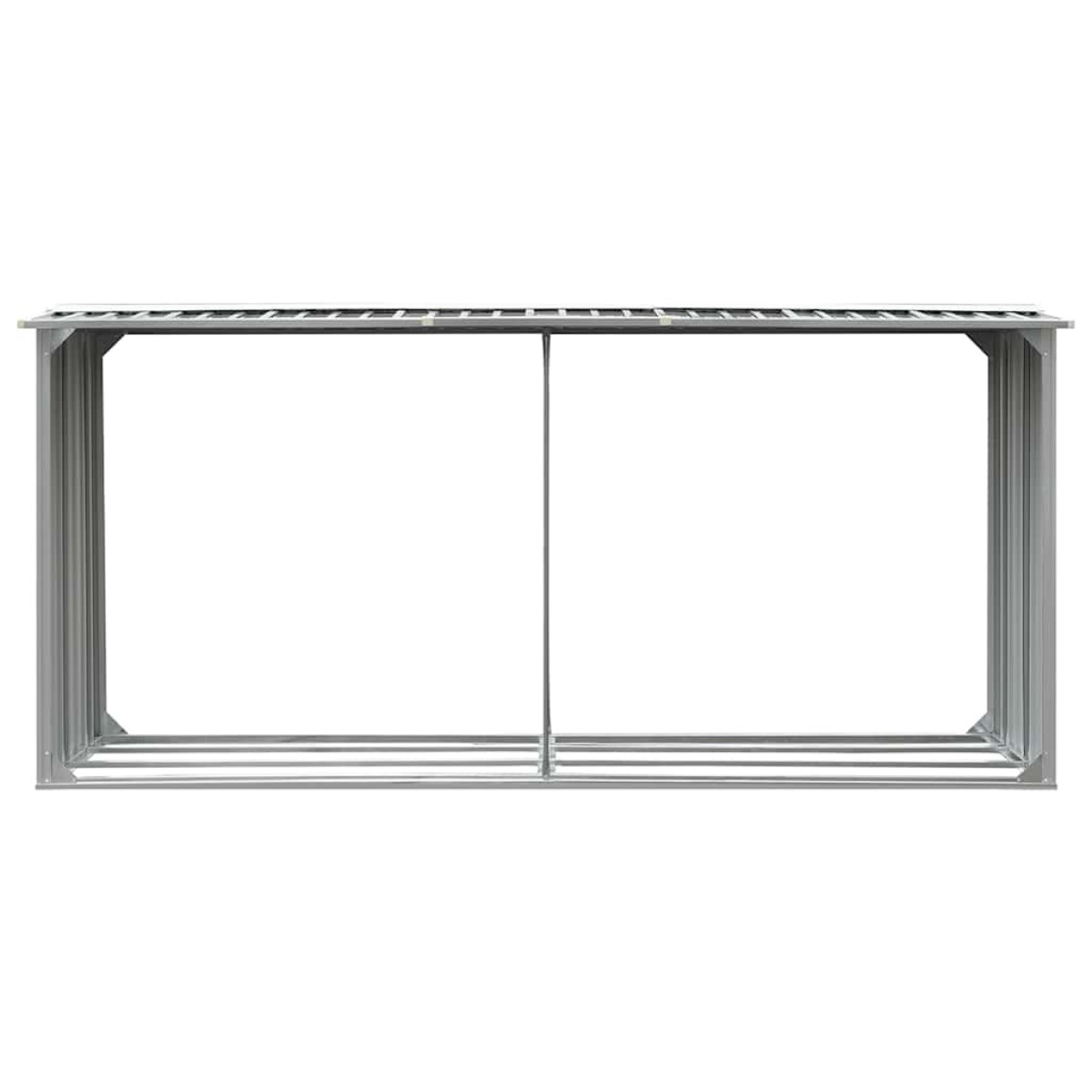 vidaXL Υπόστεγο Αποθήκευσης Ξύλων Κήπου Γκρι 330x92x153 εκ. Ατσάλι