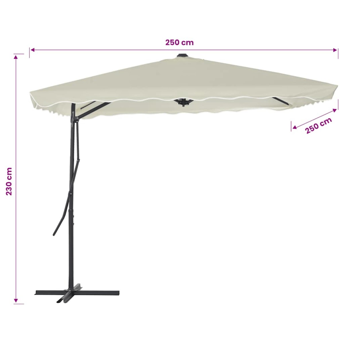 vidaXL Ομπρέλα Κήπου Χρώμα της Άμμου 250 x 250 εκ. με Ατσάλινο Ιστό