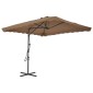 vidaXL Ομπρέλα Κήπου Χρώμα Taupe 250 x 250 εκ. με Ατσάλινο Ιστό