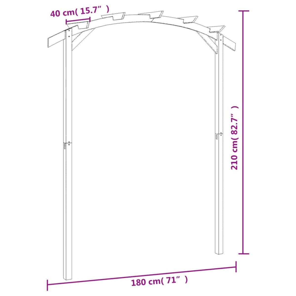 vidaXL Πέργκολα Κήπου 180 x 210 x 40 εκ. από Εμποτισμένο Ξύλο Πεύκου