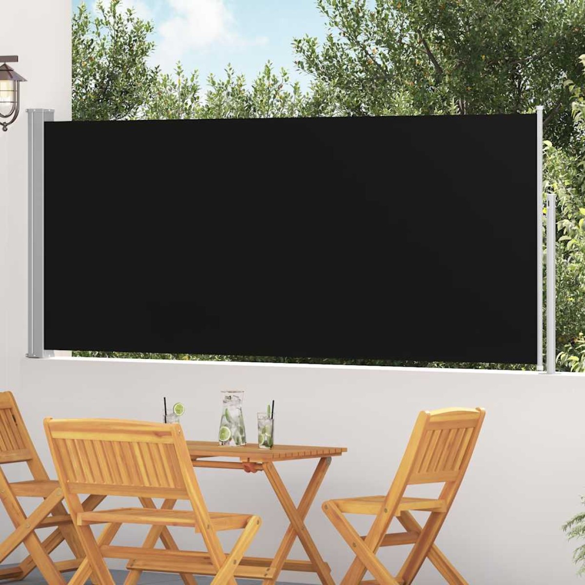 vidaXL Σκίαστρο Πλαϊνό Συρόμενο Μαύρο 120 x 300 εκ.