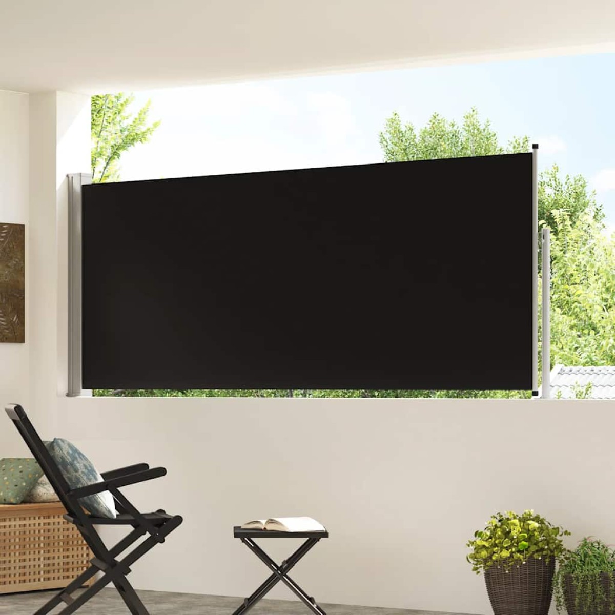 vidaXL Σκίαστρο Πλαϊνό Συρόμενο Μαύρο 120 x 300 εκ.