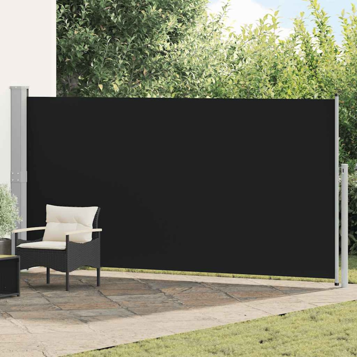 vidaXL Διαχωριστικό Βεράντας Συρόμενο Μαύρο 160 x 500 εκ.