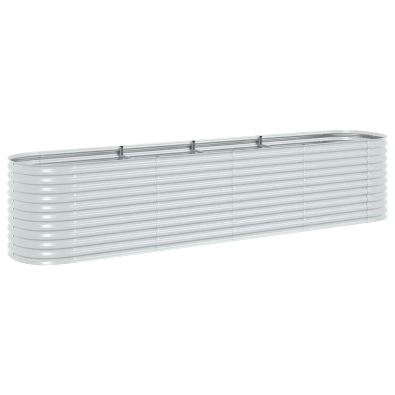 vidaXL Ζαρντινιέρα Υπερυψωμένη Ασημί 400x80x81 εκ. Γαλβανισμ. Χάλυβας