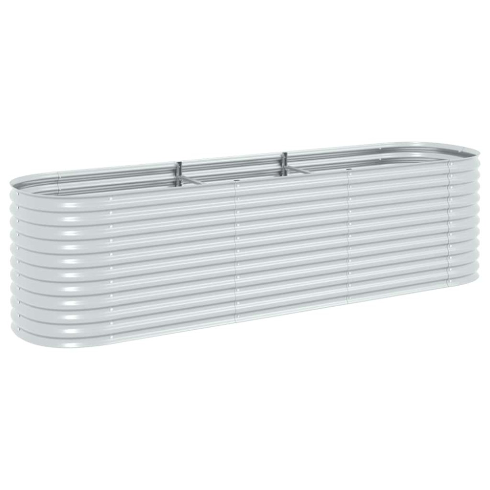 vidaXL Ζαρντινιέρα Υπερυψωμένη Ασημί 320x80x81 εκ. Γαλβανισμ. Χάλυβας