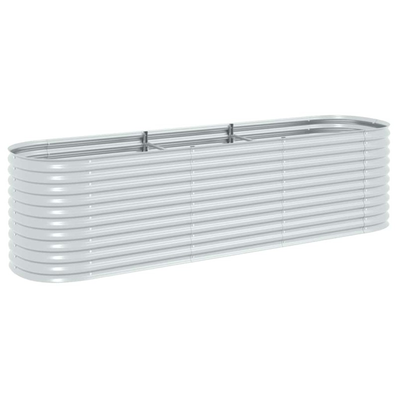 vidaXL Ζαρντινιέρα Υπερυψωμένη Ασημί 320x80x81 εκ. Γαλβανισμ. Χάλυβας
