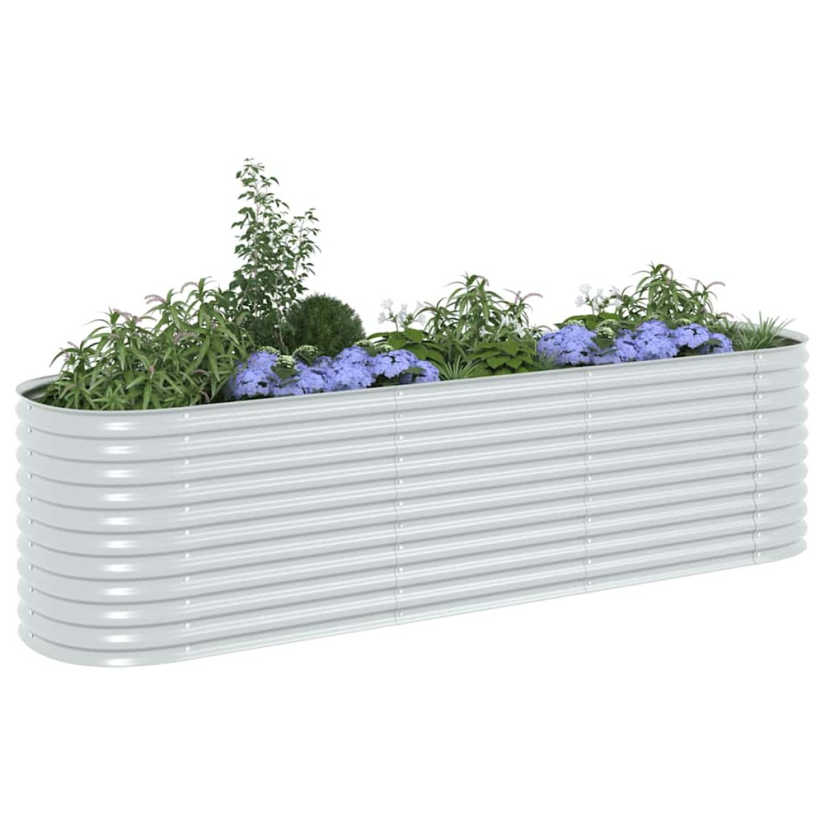 vidaXL Ζαρντινιέρα Υπερυψωμένη Ασημί 320x80x81 εκ. Γαλβανισμ. Χάλυβας