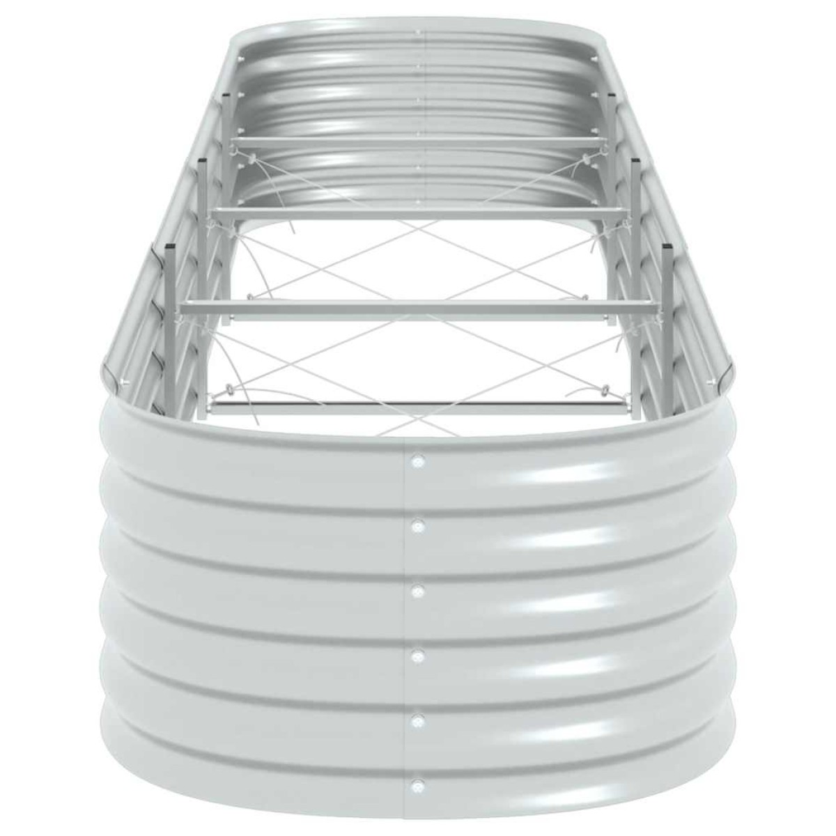 vidaXL Ζαρντινιέρα Υπερυψωμένη Ασημί 400x80x44 εκ. Γαλβανισμ. Χάλυβας