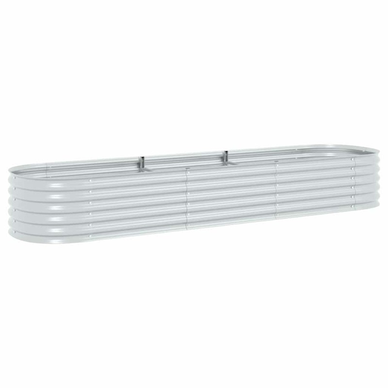 vidaXL Ζαρντινιέρα Υπερυψωμένη Ασημί 320x80x44 εκ. Γαλβανισμ. Χάλυβας