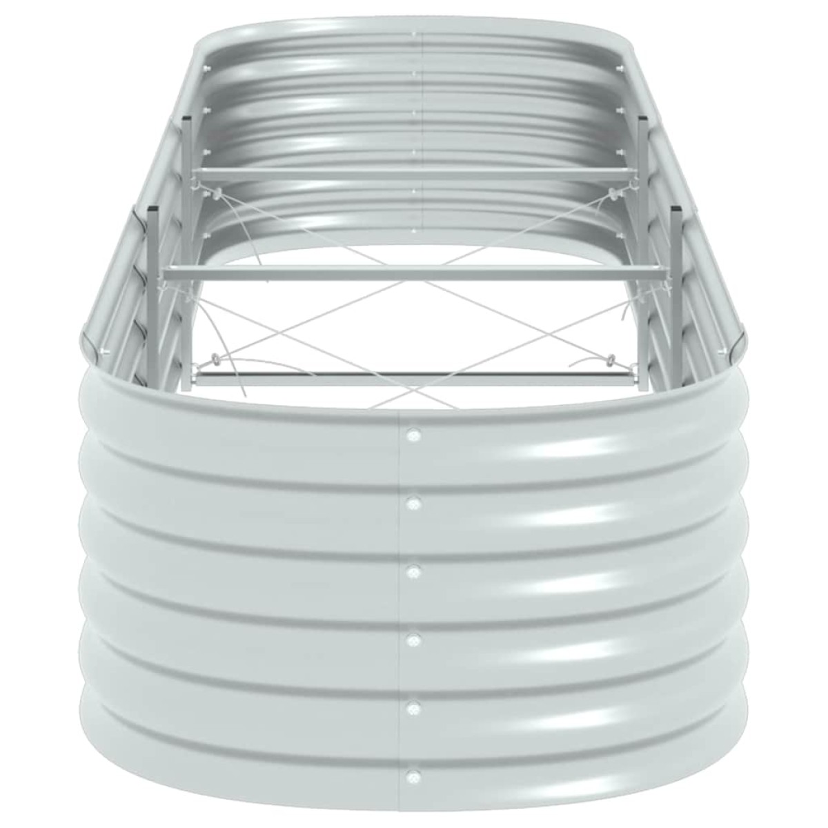vidaXL Ζαρντινιέρα Υπερυψωμένη Ασημί 320x80x44 εκ. Γαλβανισμ. Χάλυβας