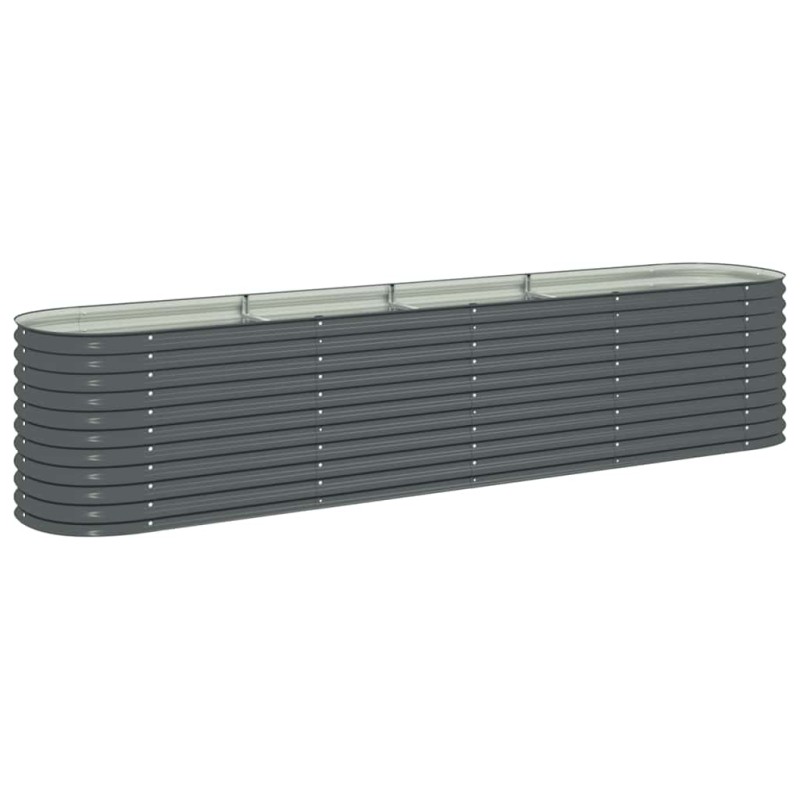 vidaXL Ζαρντινιέρα Υπερυψωμένη Γκρι 400x80x81 εκ. Γαλβανισμ. Χάλυβας