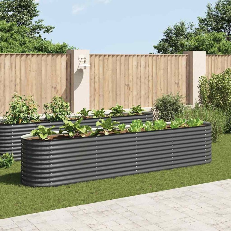 vidaXL Ζαρντινιέρα Υπερυψωμένη Γκρι 400x80x81 εκ. Γαλβανισμ. Χάλυβας