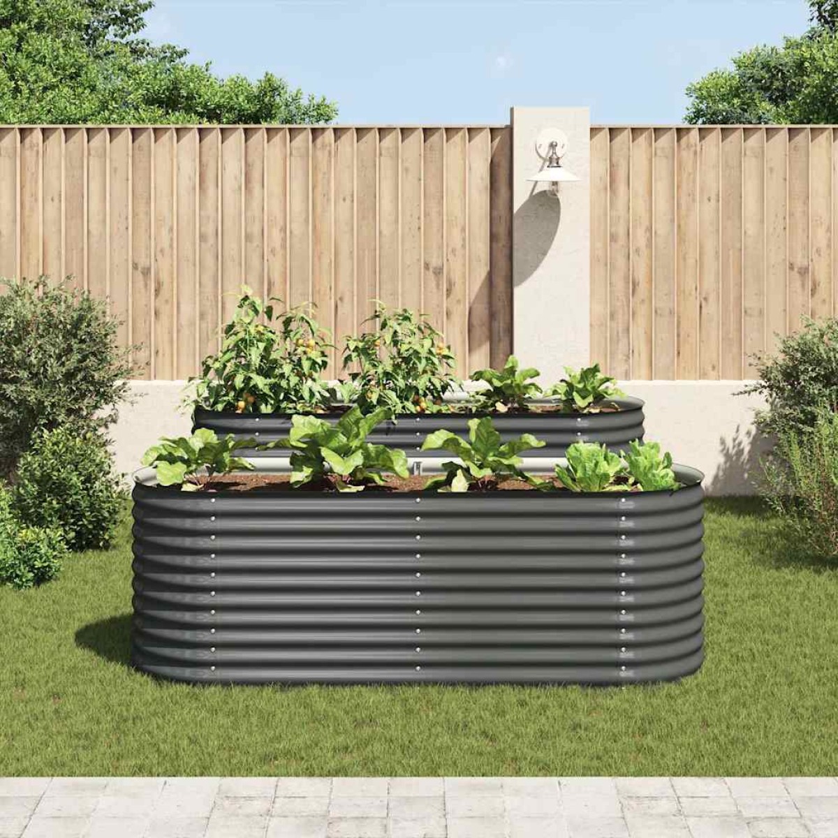 vidaXL Ζαρντινιέρα Υπερυψωμένη Γκρι 240x80x81 εκ. Γαλβανισμ. Χάλυβας