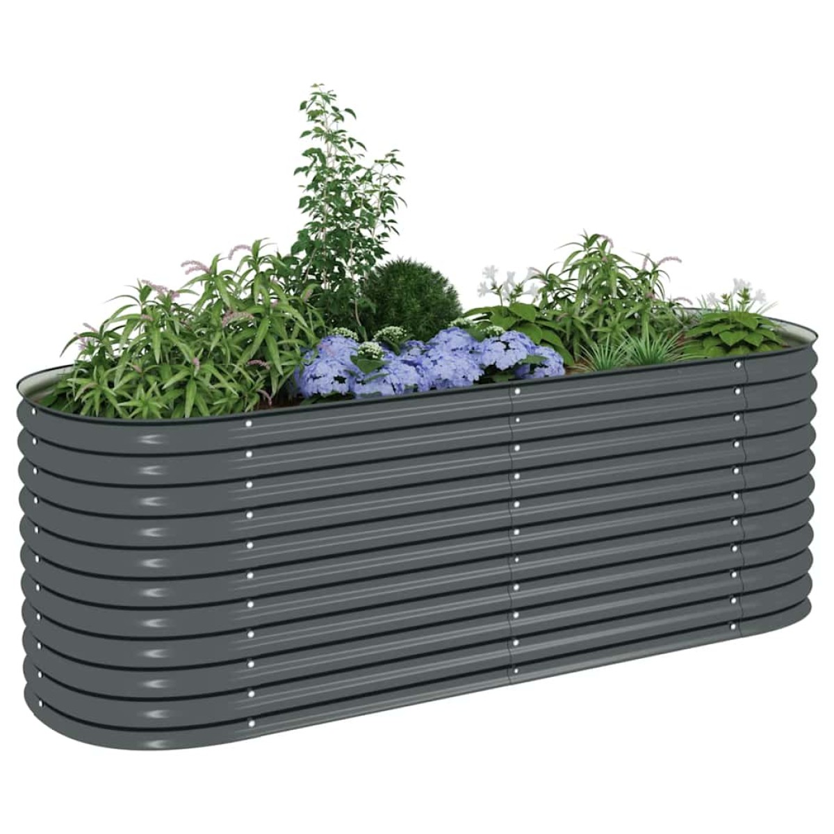 vidaXL Ζαρντινιέρα Υπερυψωμένη Γκρι 240x80x81 εκ. Γαλβανισμ. Χάλυβας