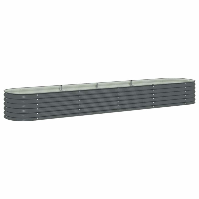 vidaXL Ζαρντινιέρα Υπερυψωμένη Γκρι 400x80x44 εκ. Γαλβανισμ. Χάλυβας