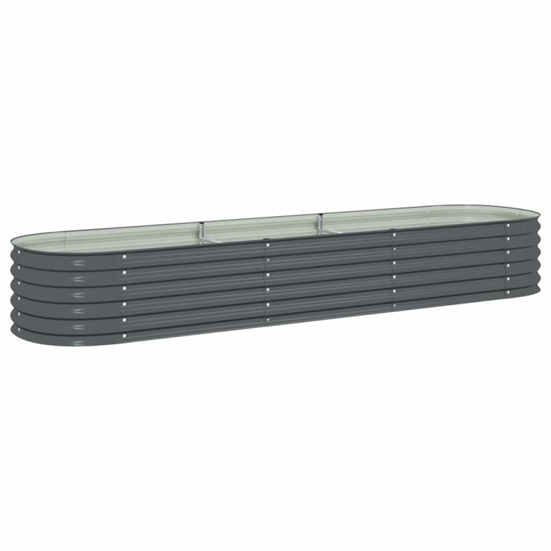 vidaXL Ζαρντινιέρα Υπερυψωμένη Γκρι 320x80x44 εκ. Γαλβανισμ. Χάλυβας