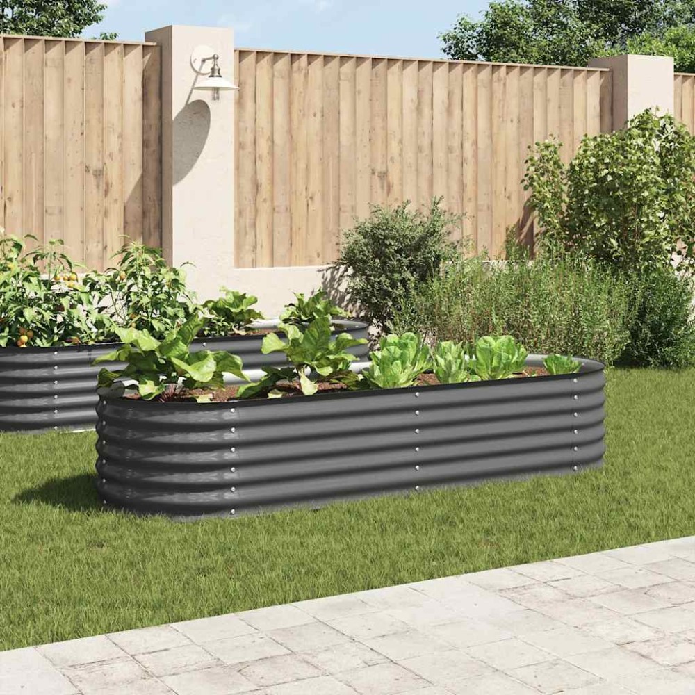 vidaXL Ζαρντινιέρα Υπερυψωμένη Γκρι 240x80x44 εκ. Γαλβανισμ. Χάλυβας