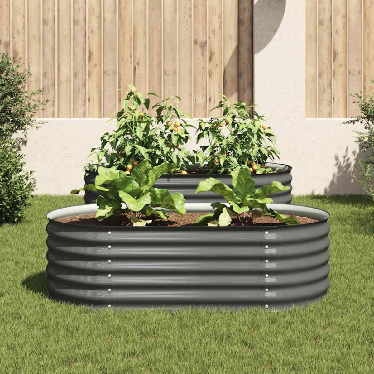 vidaXL Ζαρντινιέρα Υπερυψωμένη Γκρι 160x80x44 εκ. Γαλβανισμ. Χάλυβας