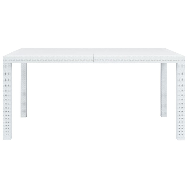 vidaXL Τραπέζι Κήπου Λευκό με Εμφάνιση Ρατάν 150x90x72 εκ. Πλαστικό