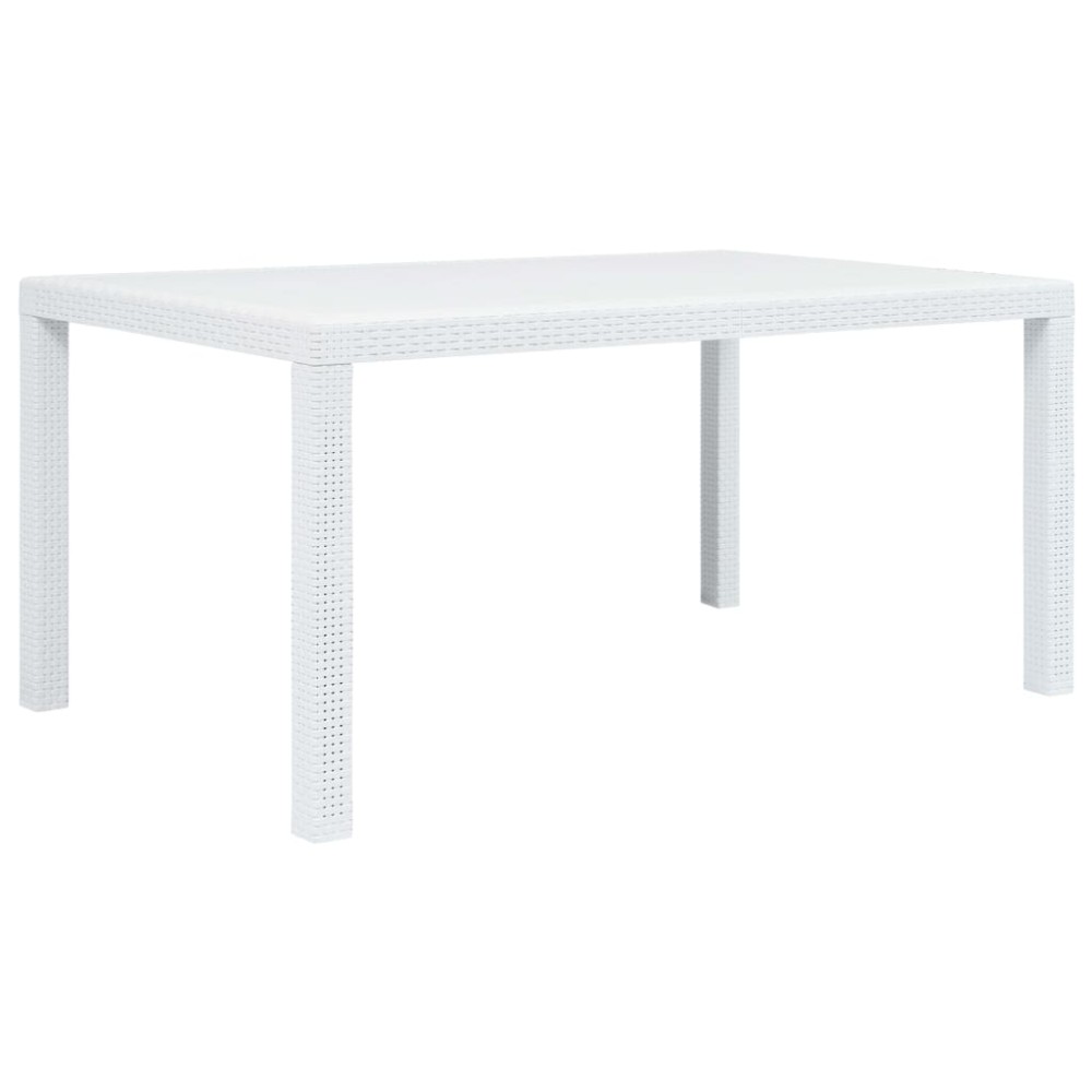 vidaXL Τραπέζι Κήπου Λευκό με Εμφάνιση Ρατάν 150x90x72 εκ. Πλαστικό