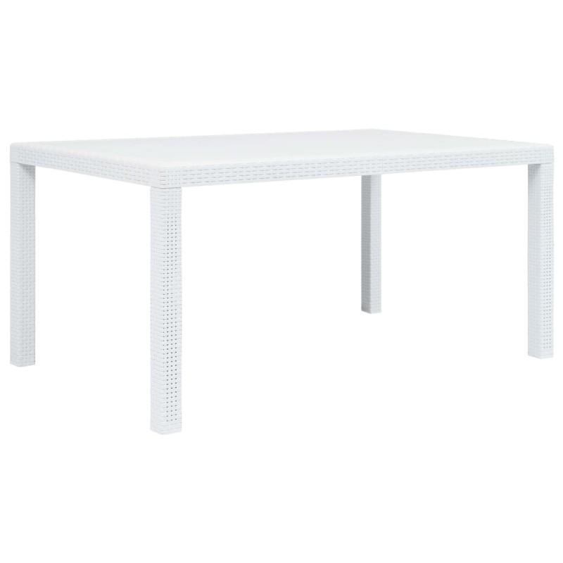 vidaXL Τραπέζι Κήπου Λευκό με Εμφάνιση Ρατάν 150x90x72 εκ. Πλαστικό