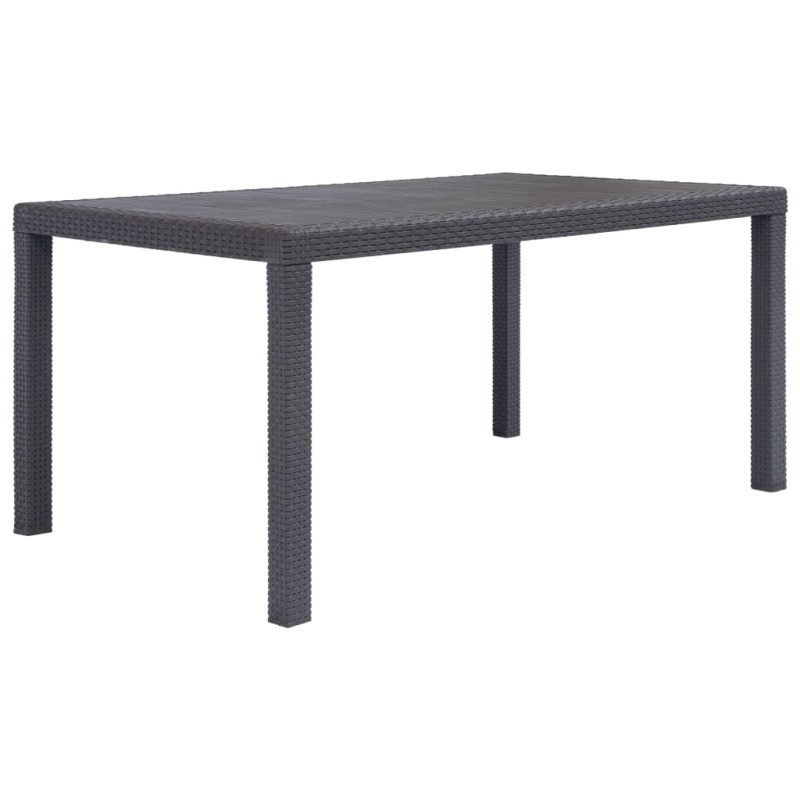 vidaXL Τραπέζι Κήπου Καφέ με Εμφάνιση Ρατάν 150x90x72 εκ. Πλαστικό