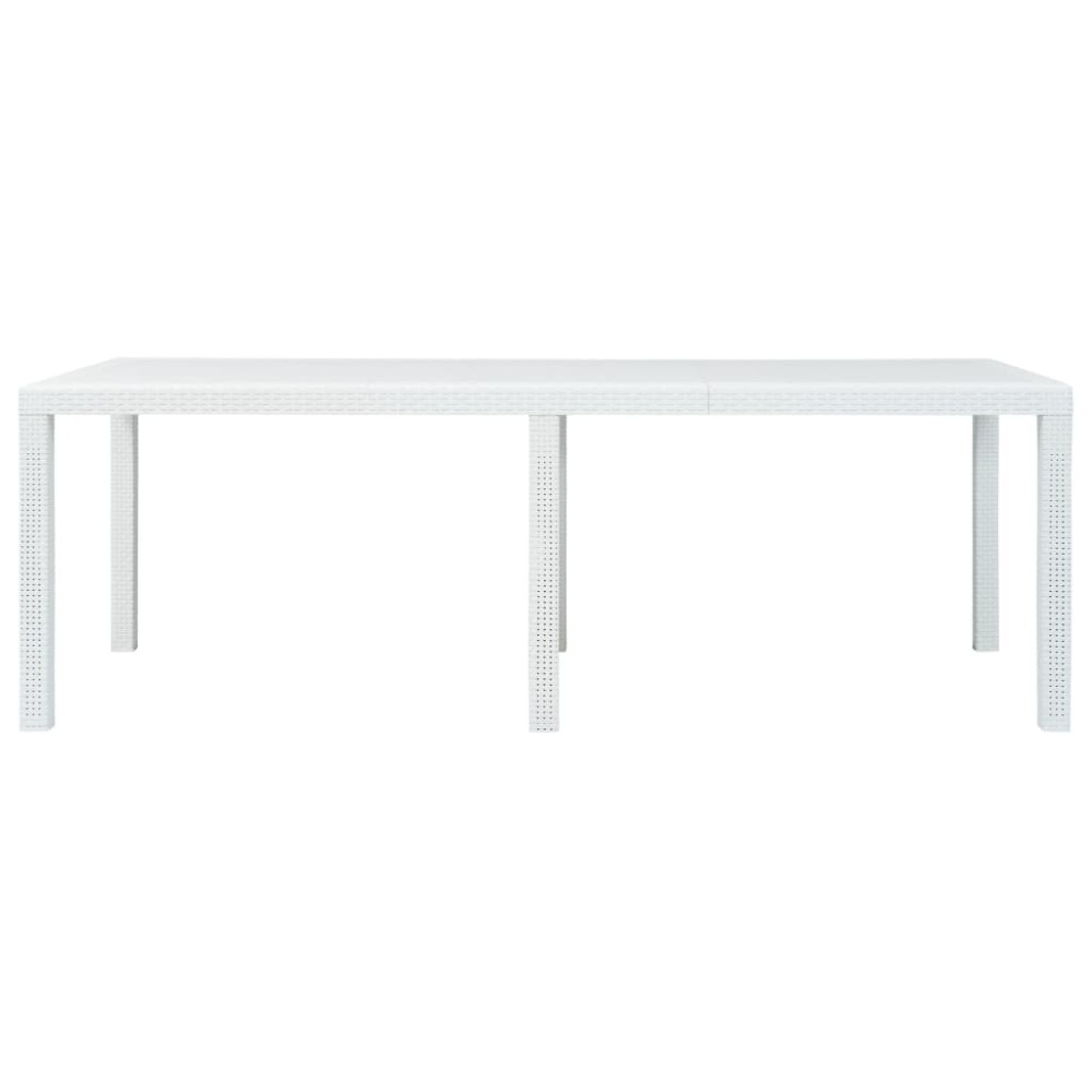 vidaXL Τραπέζι Κήπου Λευκό με Εμφάνιση Ρατάν 220x90x72 εκ. Πλαστικό