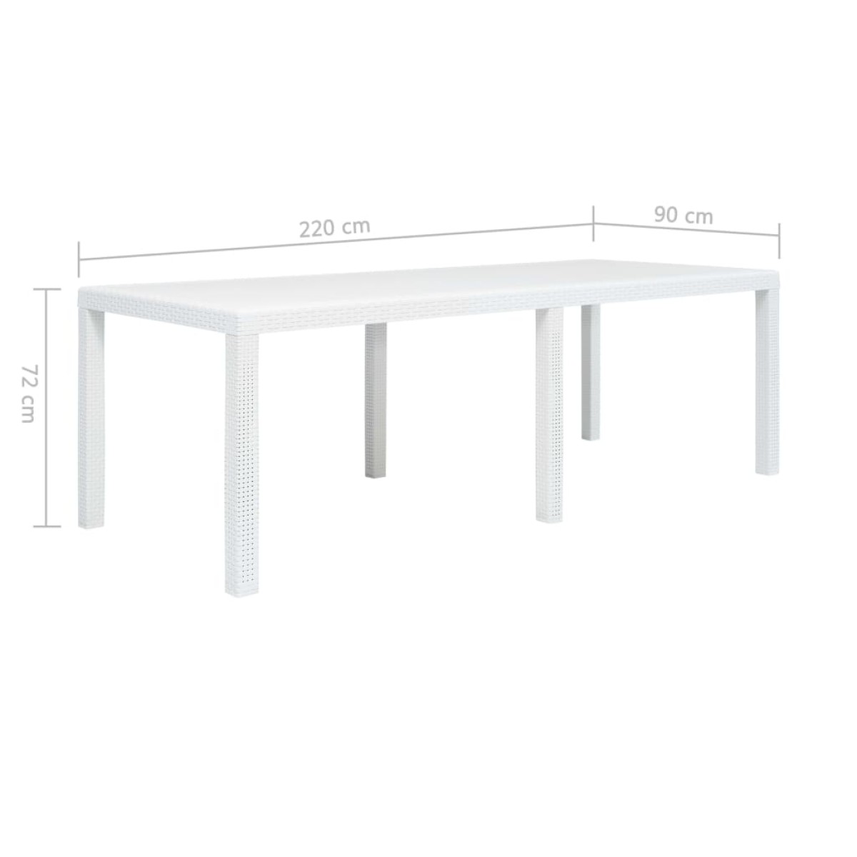 vidaXL Τραπέζι Κήπου Λευκό με Εμφάνιση Ρατάν 220x90x72 εκ. Πλαστικό